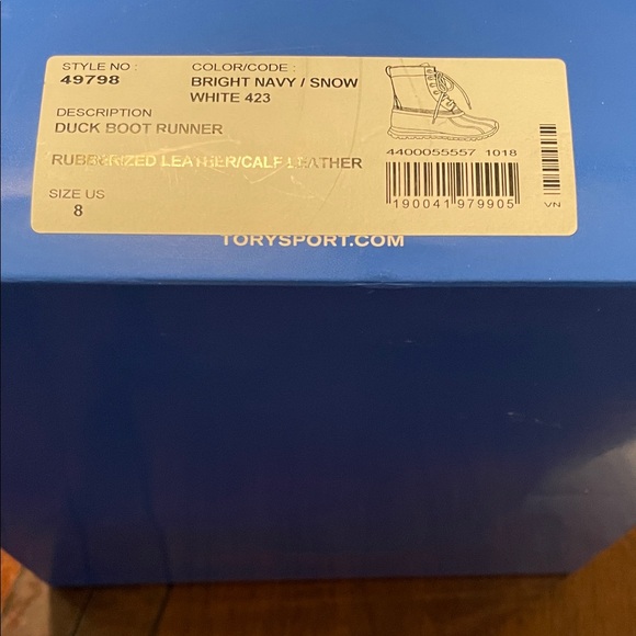 Tory Burch bright navy/Snow White duck boot. Size 8 NWT IOB - Picture 3 of 5